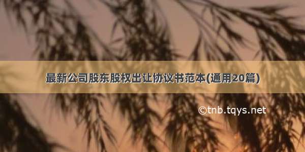 最新公司股东股权出让协议书范本(通用20篇)