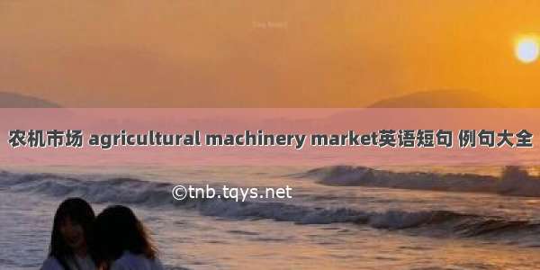 农机市场 agricultural machinery market英语短句 例句大全