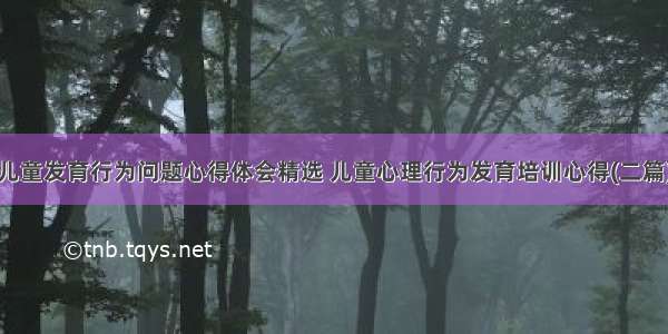 儿童发育行为问题心得体会精选 儿童心理行为发育培训心得(二篇)