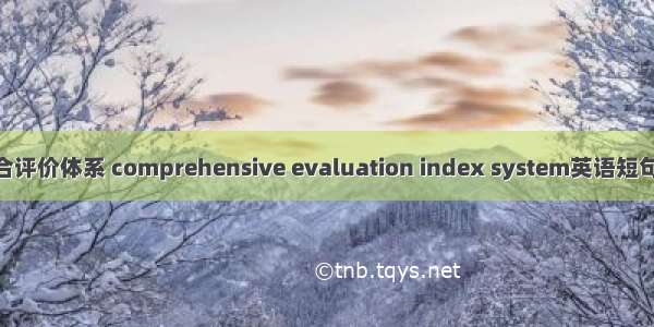 多指标综合评价体系 comprehensive evaluation index system英语短句 例句大全