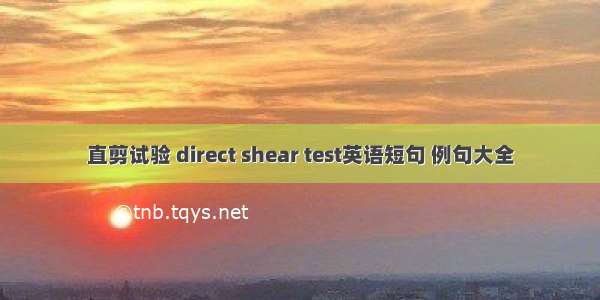 直剪试验 direct shear test英语短句 例句大全