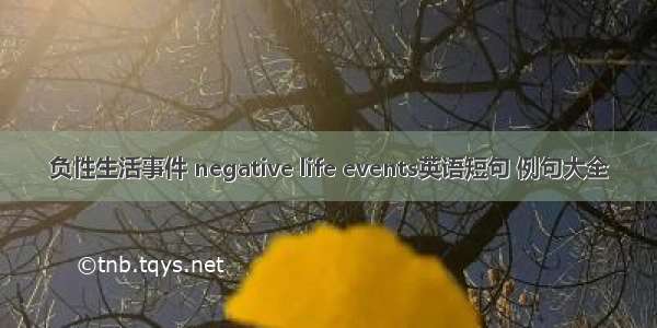 负性生活事件 negative life events英语短句 例句大全