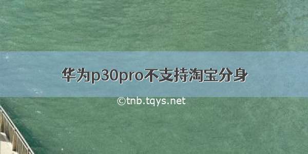 华为p30pro不支持淘宝分身