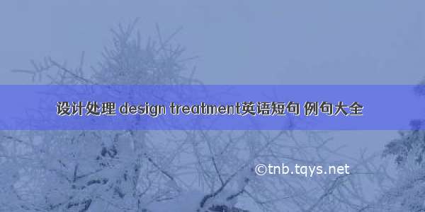 设计处理 design treatment英语短句 例句大全