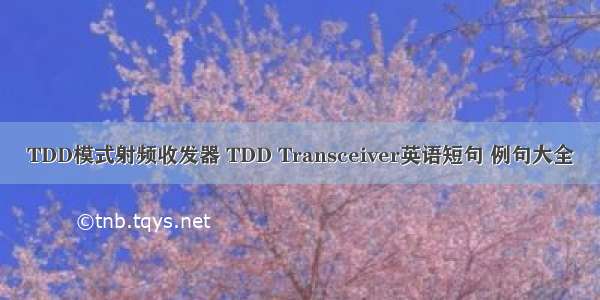 TDD模式射频收发器 TDD Transceiver英语短句 例句大全