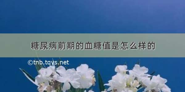 糖尿病前期的血糖值是怎么样的