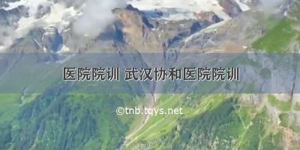 医院院训 武汉协和医院院训