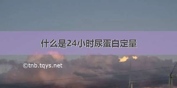 什么是24小时尿蛋白定量