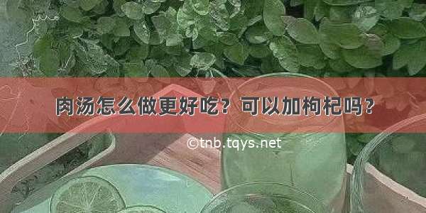 肉汤怎么做更好吃？可以加枸杞吗？