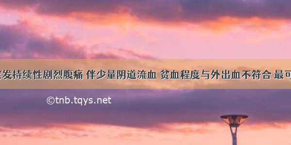 孕37周 突发持续性剧烈腹痛 伴少量阴道流血 贫血程度与外出血不符合 最可能的诊断