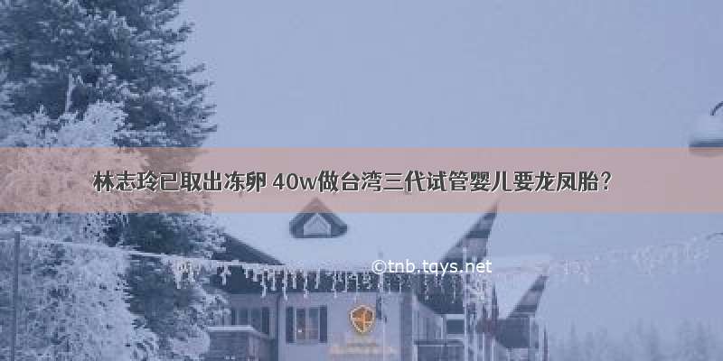 林志玲已取出冻卵 40w做台湾三代试管婴儿要龙凤胎？