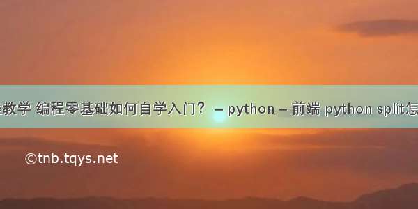 编程教学 编程零基础如何自学入门？ – python – 前端 python split怎么用