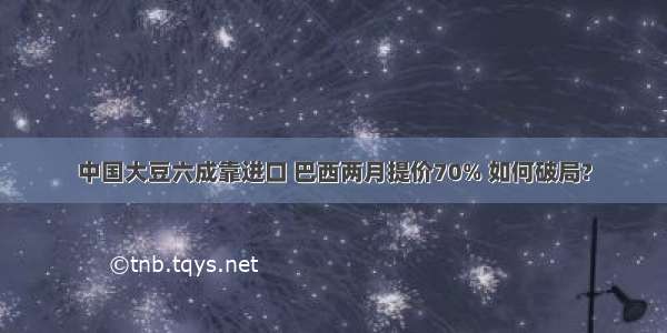 中国大豆六成靠进口 巴西两月提价70% 如何破局?