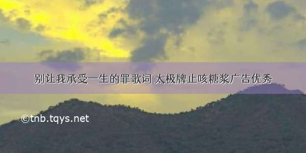 别让我承受一生的罪歌词 太极牌止咳糖浆广告优秀