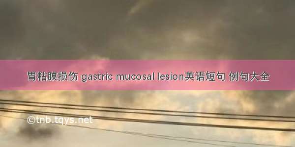 胃粘膜损伤 gastric mucosal lesion英语短句 例句大全