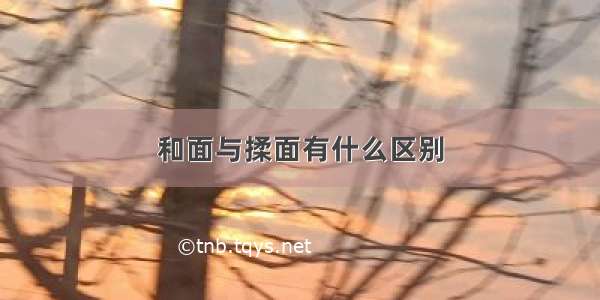 和面与揉面有什么区别