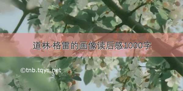 道林·格雷的画像读后感1000字