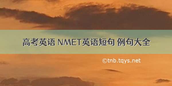 高考英语 NMET英语短句 例句大全