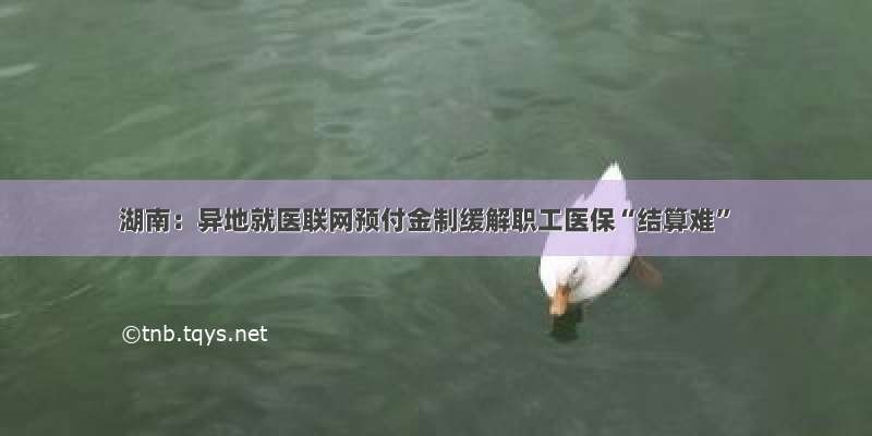 湖南：异地就医联网预付金制缓解职工医保“结算难”