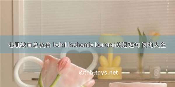 心肌缺血总负荷 total ischemia burden英语短句 例句大全