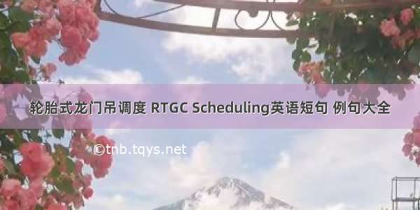 轮胎式龙门吊调度 RTGC Scheduling英语短句 例句大全