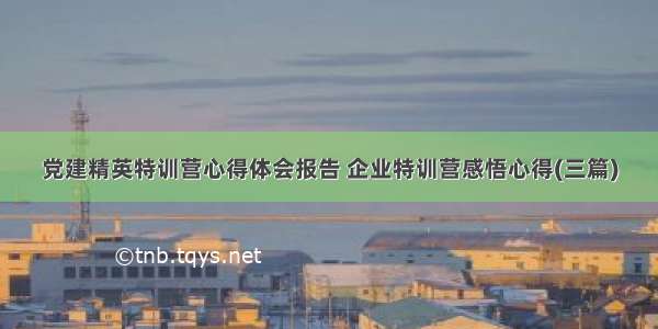 党建精英特训营心得体会报告 企业特训营感悟心得(三篇)