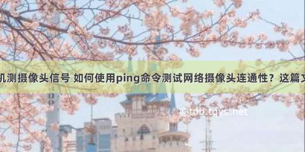 如何用计算机测摄像头信号 如何使用ping命令测试网络摄像头连通性？这篇文章告诉你...