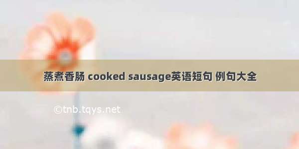 蒸煮香肠 cooked sausage英语短句 例句大全