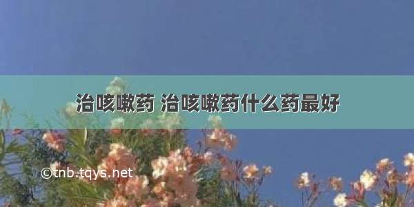 治咳嗽药 治咳嗽药什么药最好