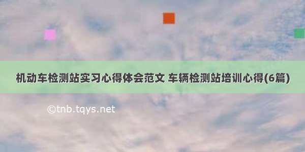 机动车检测站实习心得体会范文 车辆检测站培训心得(6篇)