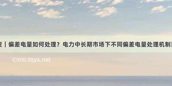 干货｜偏差电量如何处理？电力中长期市场下不同偏差电量处理机制比较