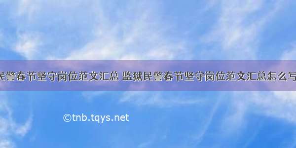 监狱民警春节坚守岗位范文汇总 监狱民警春节坚守岗位范文汇总怎么写(9篇)