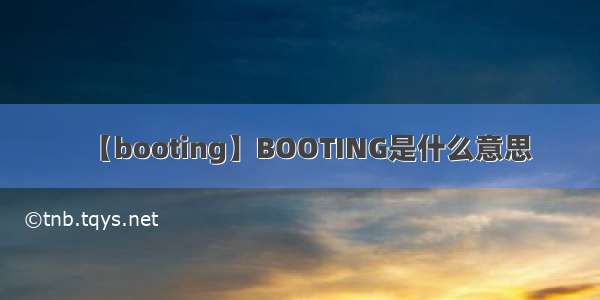 【booting】BOOTING是什么意思