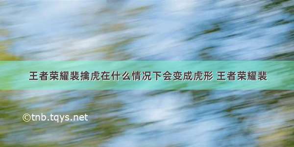 王者荣耀裴擒虎在什么情况下会变成虎形 王者荣耀裴