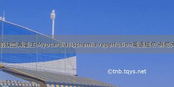 心肌缺血再灌注 Myocardial ischemia reperfusion英语短句 例句大全