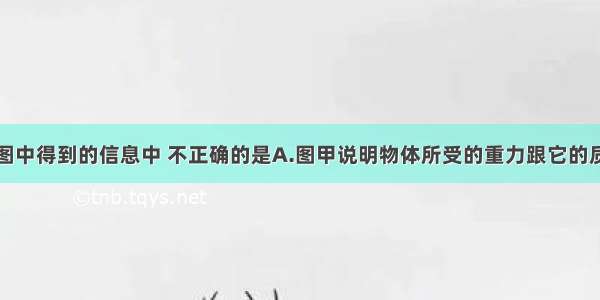 从下列四个图中得到的信息中 不正确的是A.图甲说明物体所受的重力跟它的质量成正比B.