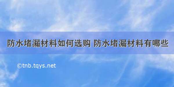 防水堵漏材料如何选购 防水堵漏材料有哪些