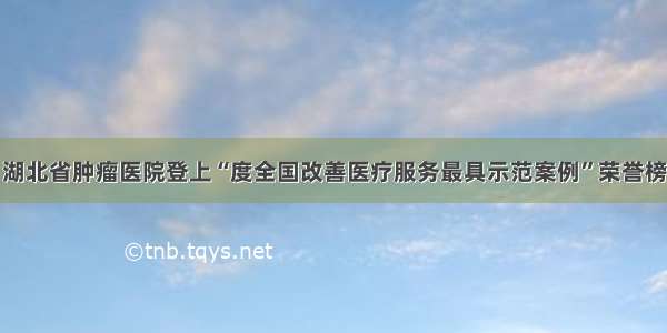 湖北省肿瘤医院登上“度全国改善医疗服务最具示范案例”荣誉榜