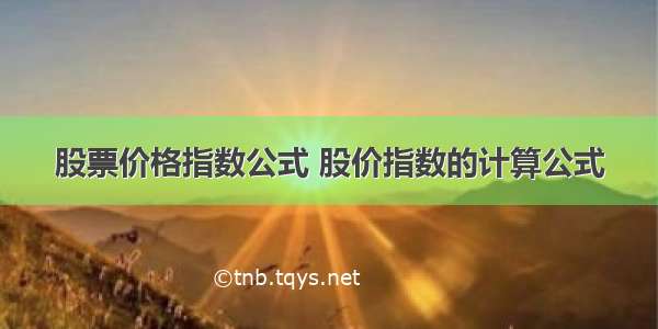 股票价格指数公式 股价指数的计算公式