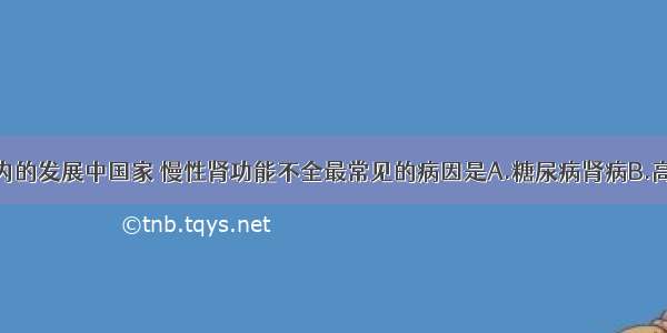 包括我国在内的发展中国家 慢性肾功能不全最常见的病因是A.糖尿病肾病B.高血压肾小动