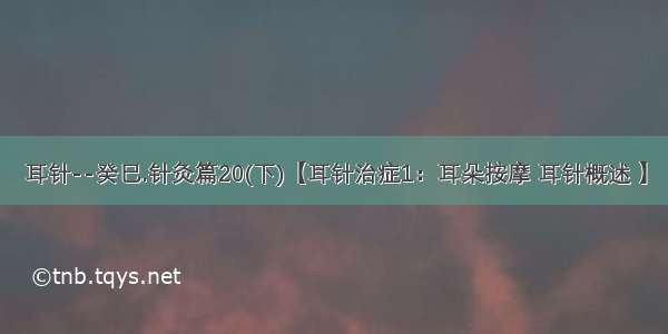 耳针--癸巳.针灸篇20(下)【耳针治症1：耳朵按摩 耳针概述 】