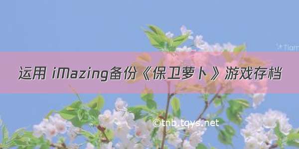 运用 iMazing备份《保卫萝卜》游戏存档