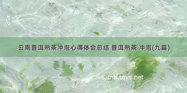 云南普洱熟茶冲泡心得体会总结 普洱熟茶 冲泡(九篇)