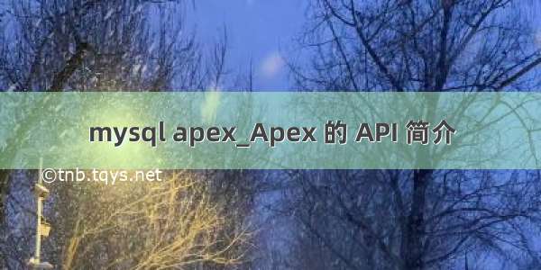 mysql apex_Apex 的 API 简介