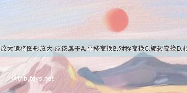 如图 用放大镜将图形放大 应该属于A.平移变换B.对称变换C.旋转变换D.相似变换