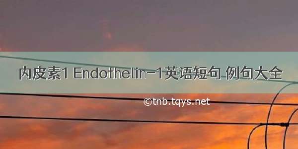 内皮素1 Endothelin-1英语短句 例句大全