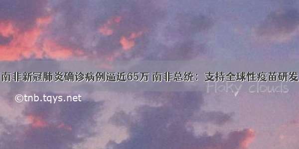 南非新冠肺炎确诊病例逼近65万 南非总统：支持全球性疫苗研发