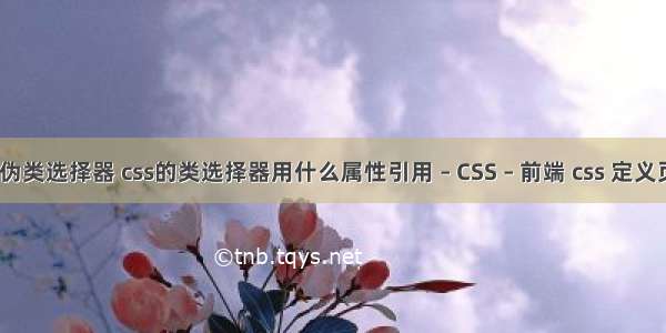 css的伪类选择器 css的类选择器用什么属性引用 – CSS – 前端 css 定义页边距