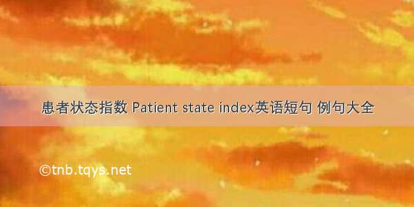 患者状态指数 Patient state index英语短句 例句大全