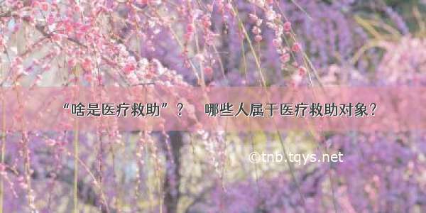 “啥是医疗救助”？    哪些人属于医疗救助对象？